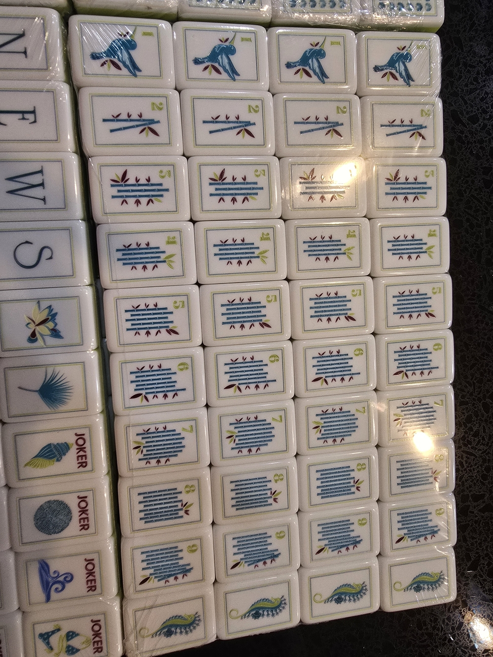 Aqua Blue Glitter Pearl Mahjong Beach Tiles - Picture 5 of 8